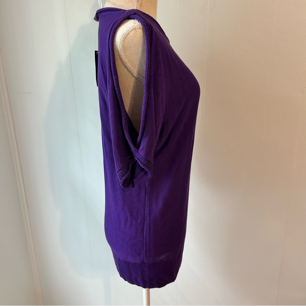 Women‎ Chico’s size 1 Purple Women's Top cold shoulder, short sleeve lightweight - Picture 6 of 8